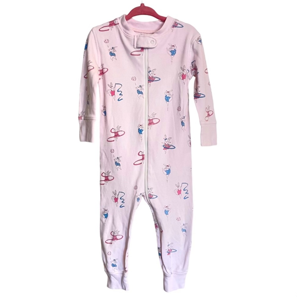 OWLIVIA 🐇 ‘Gym Rabbit’ 100% Organic Cotton Zip Footless Pajamas | 18-24 Mo.